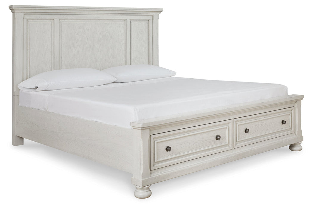 Robbinsdale Antique White Queen Panel Storage Bed -  Ashley - Lara Furniture