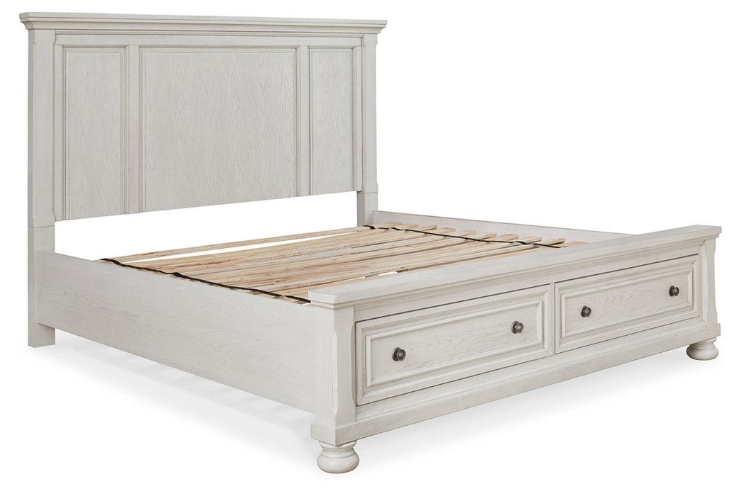 Robbinsdale Antique White Queen Panel Storage Bed -  Ashley - Lara Furniture