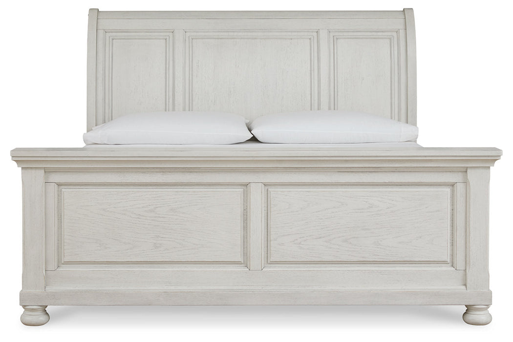 Robbinsdale Antique White Queen Sleigh Bed -  Ashley - Lara Furniture