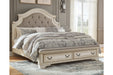 Realyn Two-tone Queen Upholstered Storage Platform Bed -  Ashley - Lara Furniture