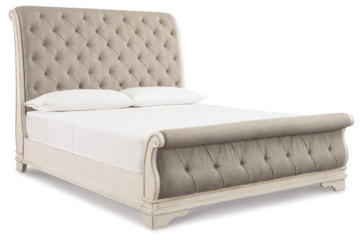 Realyn Chipped White Queen Sleigh Bed -  Ashley - Lara Furniture