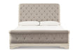 Realyn Chipped White Queen Sleigh Bed -  Ashley - Lara Furniture