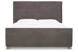 Krystanza Weathered Gray Queen Upholstered Panel Bed -  Ashley - Lara Furniture