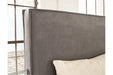 Krystanza Weathered Gray Queen Upholstered Panel Bed -  Ashley - Lara Furniture