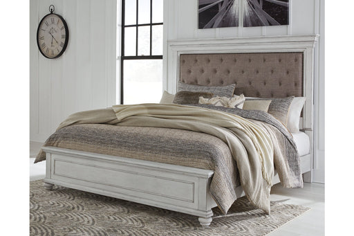 Kanwyn Whitewash Queen Panel Upholstered Bed -  Ashley - Lara Furniture