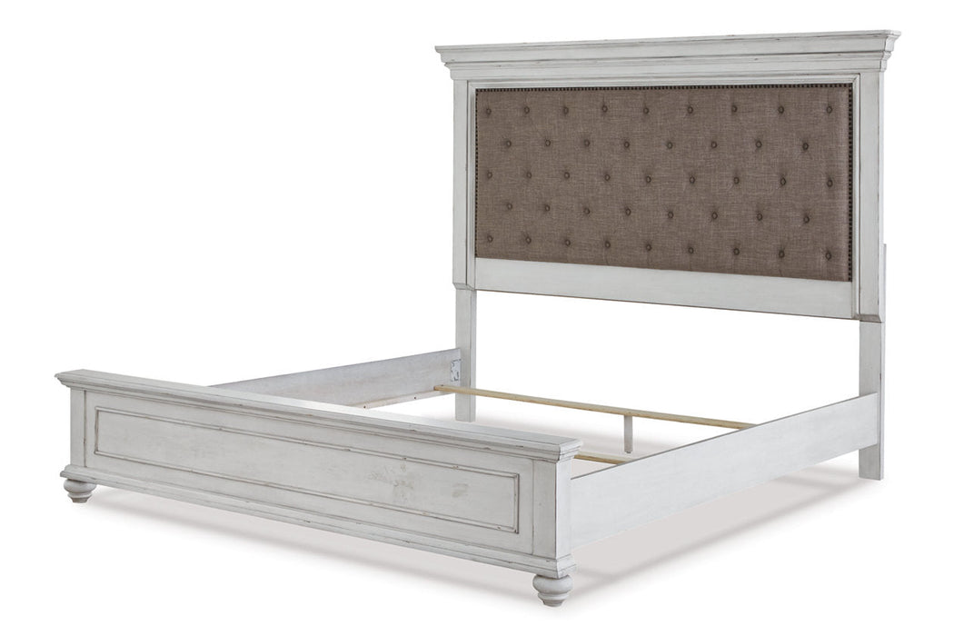 Kanwyn Whitewash Queen Panel Upholstered Bed -  Ashley - Lara Furniture