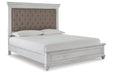 Kanwyn Whitewash Queen Panel Upholstered Bed -  Ashley - Lara Furniture