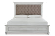 Kanwyn Whitewash Queen Panel Upholstered Bed -  Ashley - Lara Furniture