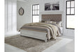 Kanwyn Whitewash Queen Panel Upholstered Bed -  Ashley - Lara Furniture