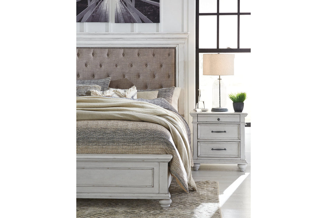 Kanwyn Whitewash Queen Panel Upholstered Bed -  Ashley - Lara Furniture