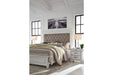 Kanwyn Whitewash Queen Panel Upholstered Bed -  Ashley - Lara Furniture