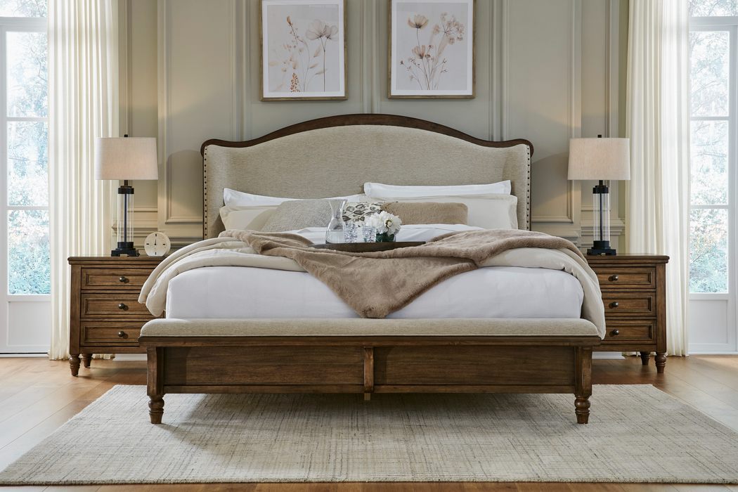 Sturlayne Brown Traditional Queen Upholstered Panel Bed