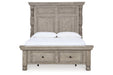 Harrastone Gray Queen Panel Bed -  Ashley - Lara Furniture