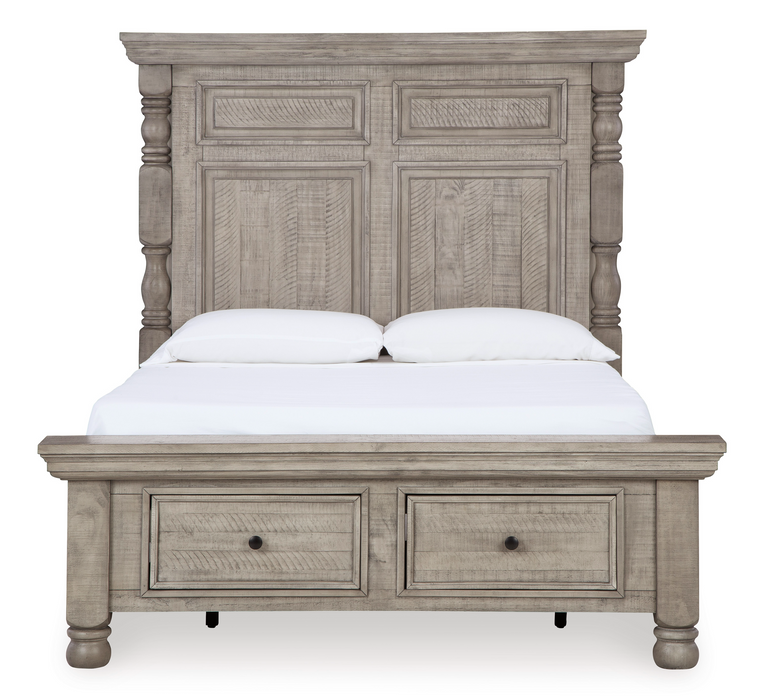 Harrastone Gray Queen Storage Panel Bed