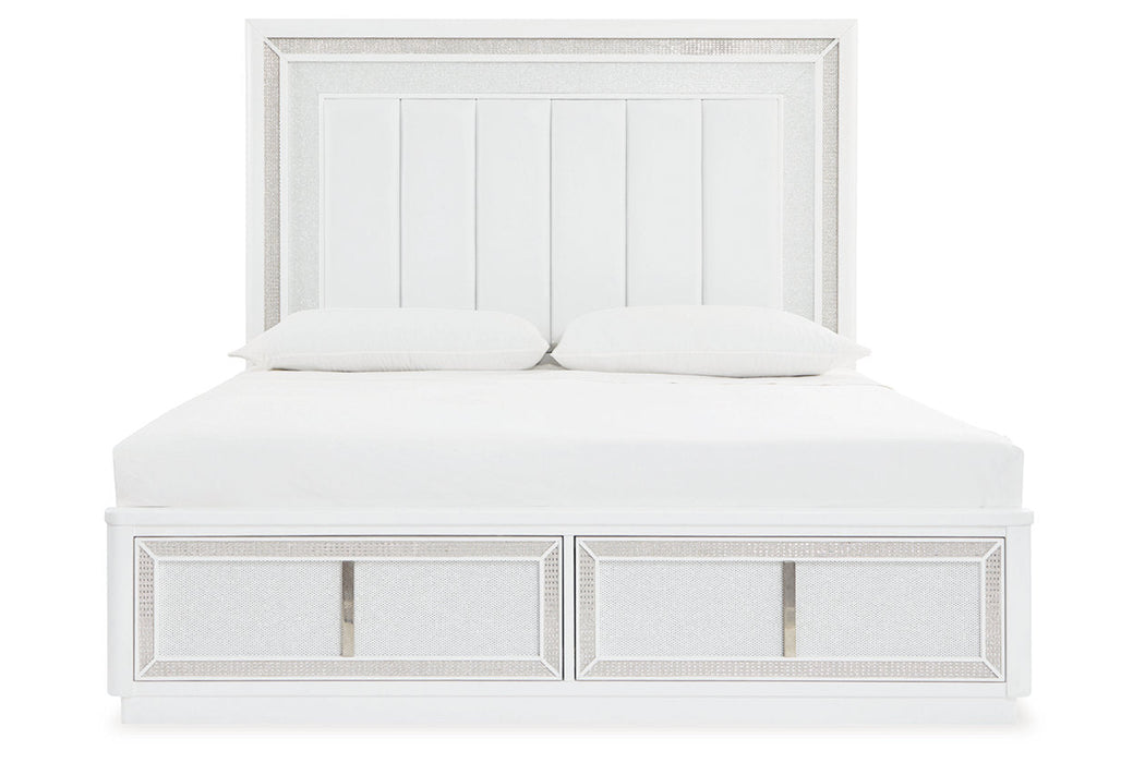 Chalanna White Queen Upholstered Storage Bed -  Ashley - Lara Furniture