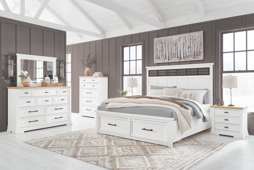 Ashbryn White Natural Storage Platform Bedroom Set