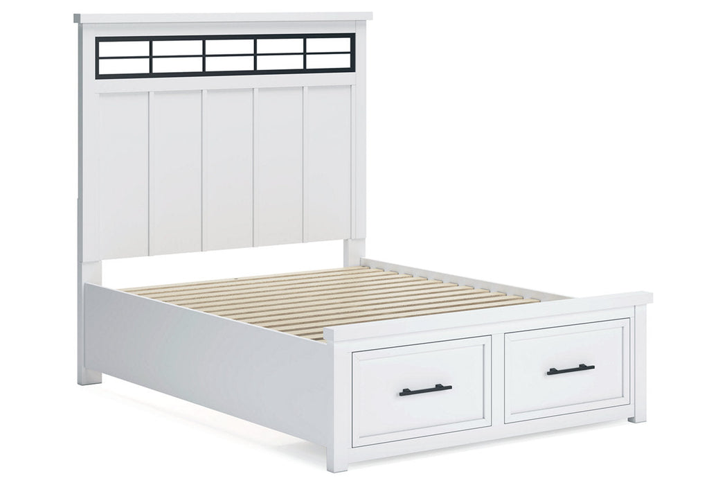 Ashbryn White/Natural Queen Platform Storage Bed -  Ashley - Lara Furniture