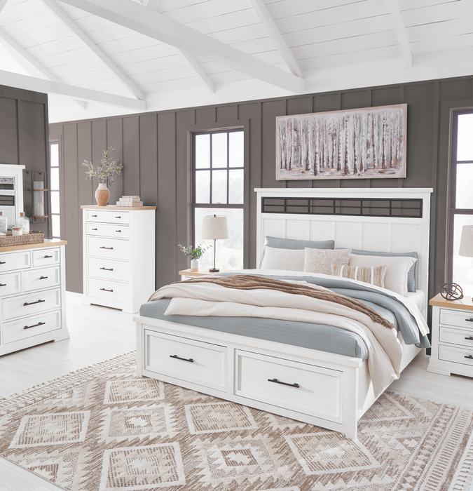 Ashbryn White Natural Storage Platform Bedroom Set