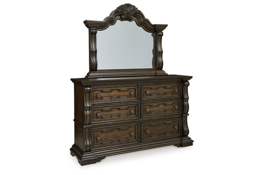 Maylee Dark Brown Dresser and Mirror -  Ashley - Lara Furniture