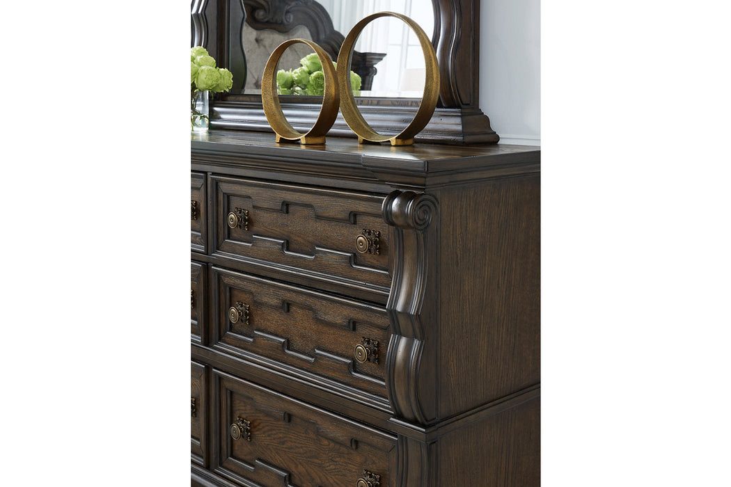 Maylee Dark Brown Dresser and Mirror -  Ashley - Lara Furniture