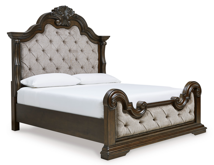 Maylee Dark Brown King Upholstered Bed