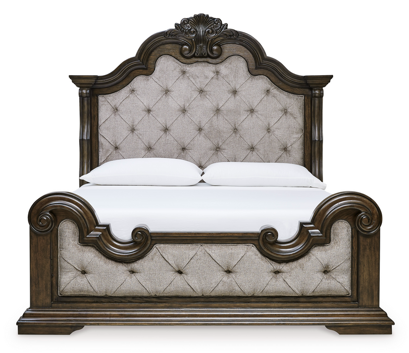 Maylee Dark Brown King Upholstered Bed