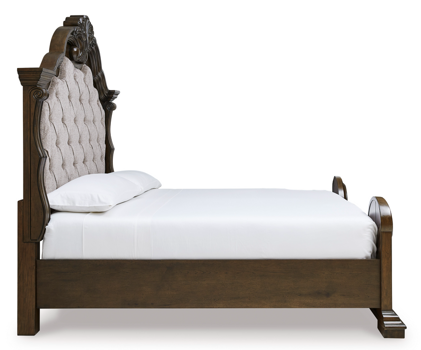 Maylee Dark Brown King Upholstered Bed