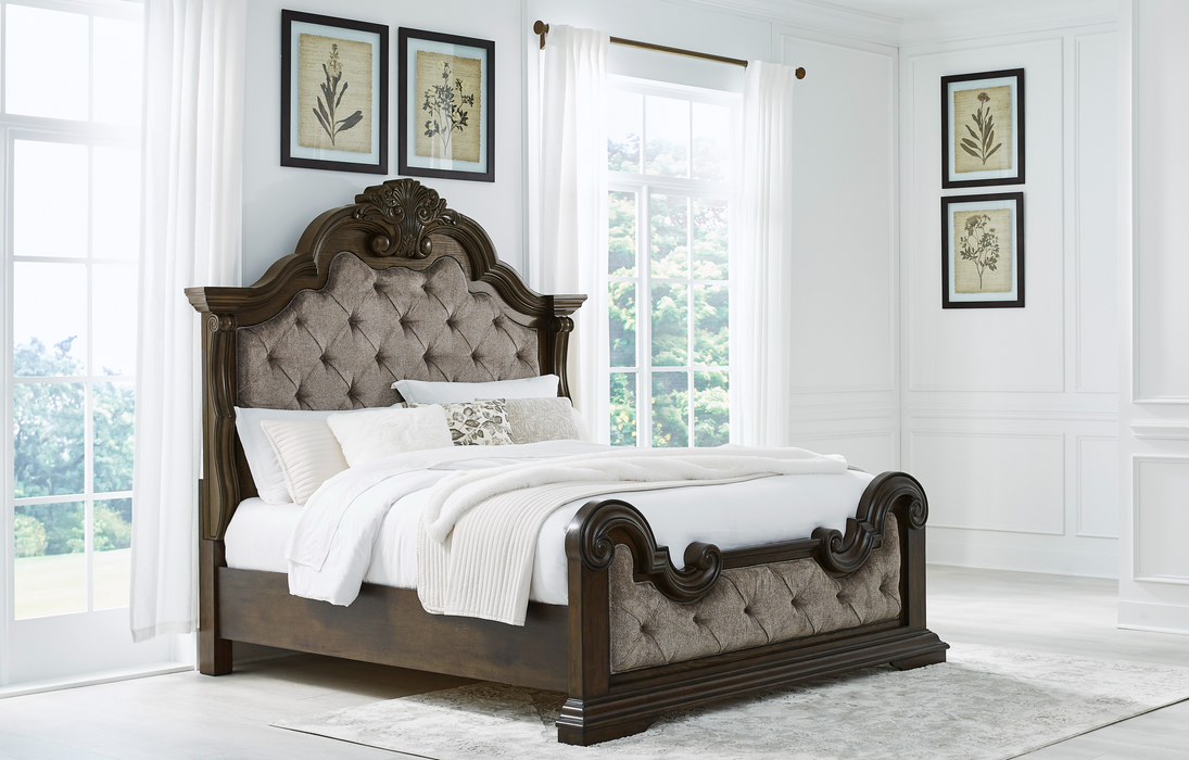 Maylee Dark Brown Queen Upholstered Bed