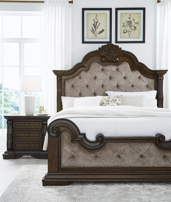 Maylee Dark Brown King Upholstered Bed