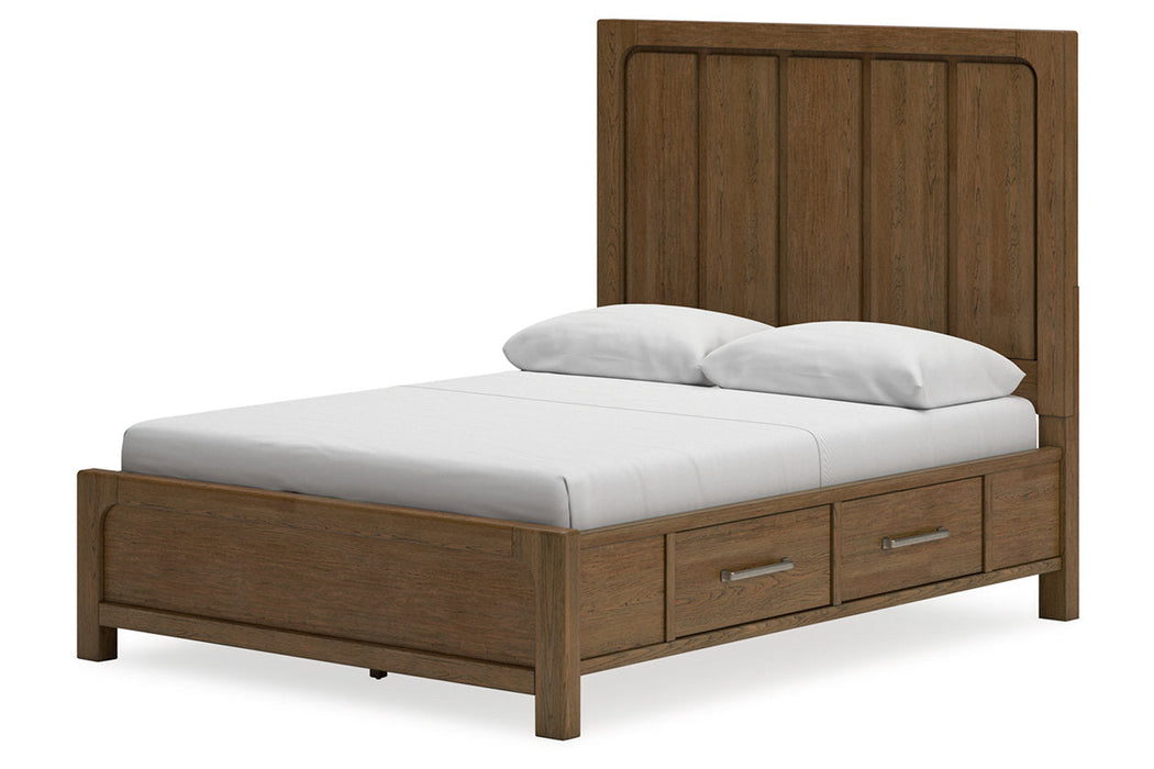 Cabalynn Light Brown Queen Panel Bed with Storage -  Ashley - Lara Furniture