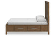 Cabalynn Light Brown Queen Panel Bed with Storage -  Ashley - Lara Furniture