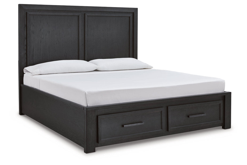 Foyland Black/Brown King Panel Storage Bed