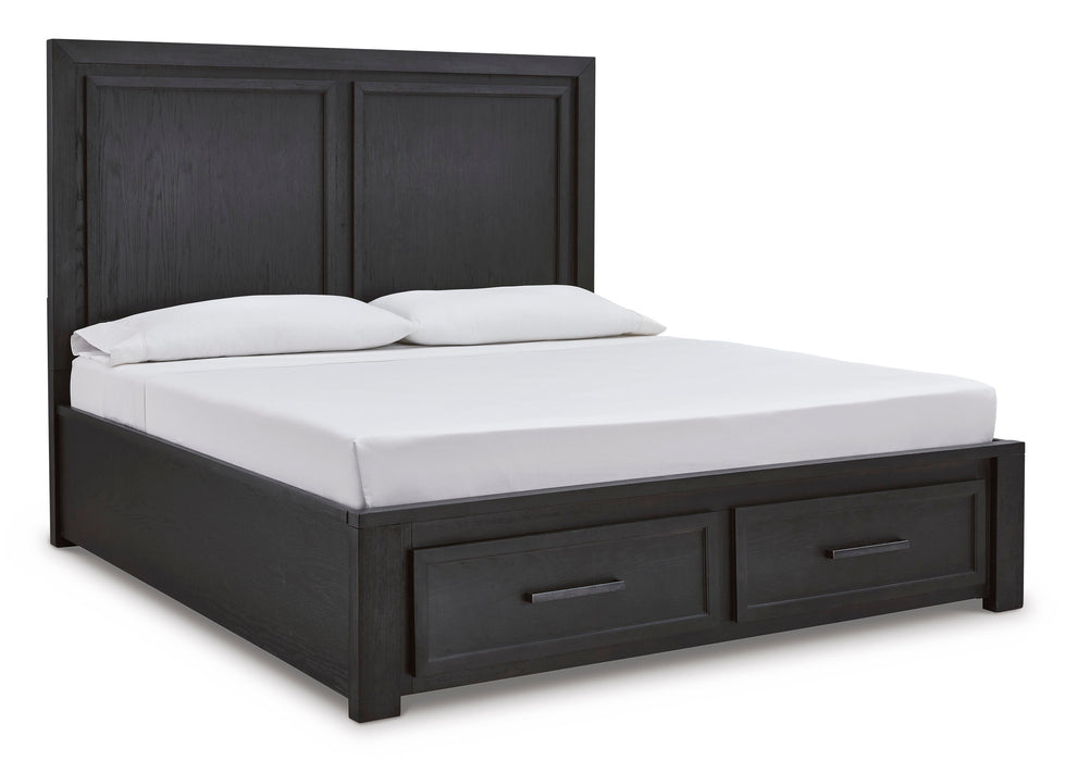 Foyland Black/Brown Footboard Storage Platform Bedroom Set