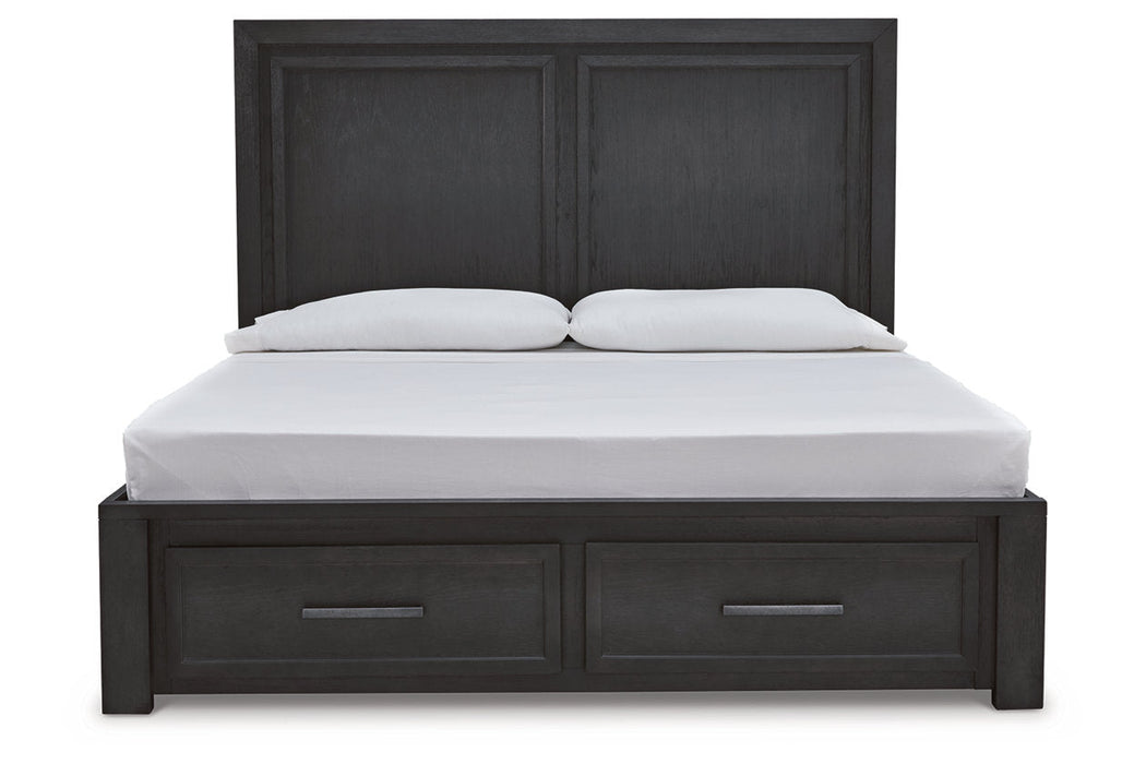 Foyland Black/Brown King Panel Storage Bed