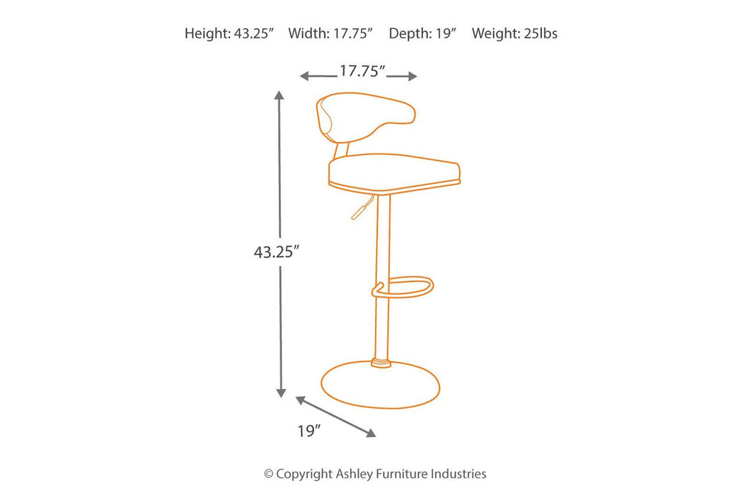 Bellatier Brown/Black Adjustable Height Bar Stool - Lara Furniture