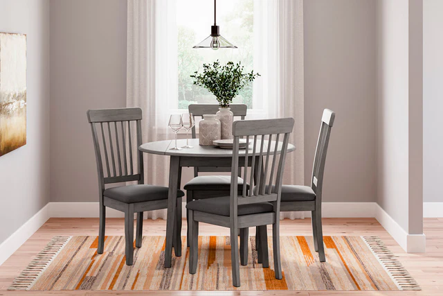 Shullden Gray Dining Table and 4 Chairs