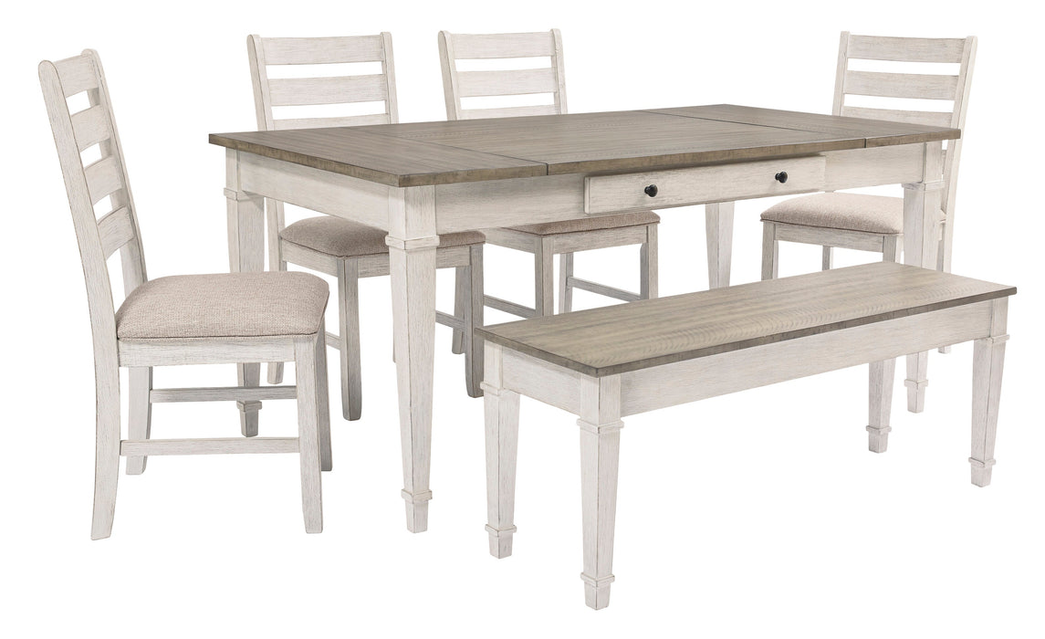 Skempton White/Light Brown Rectangular Dining Set