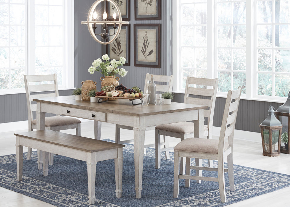 Skempton White/Light Brown Rectangular Dining Set