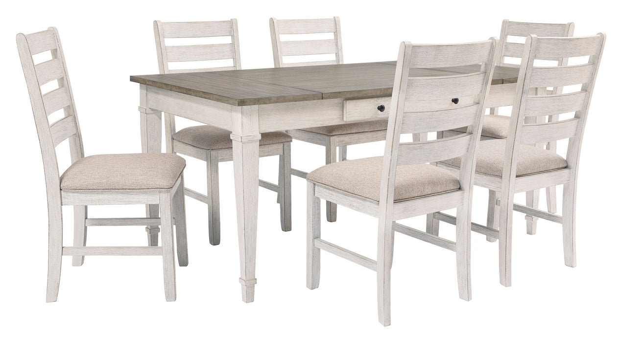 Skempton White/Light Brown Rectangular Dining Set