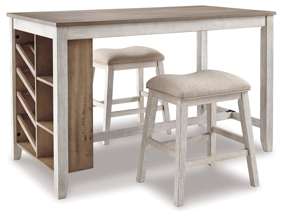 Skempton White/Light Brown 3-Piece Counter Height Set w/ Stools