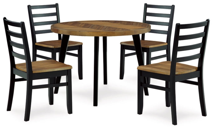 Blondon Round Dining Room Table And Chairs (Set of 5)