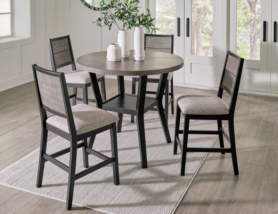 Corloda Black/Gray Counter Height Dining Table and 4 Barstools (Set of 5)