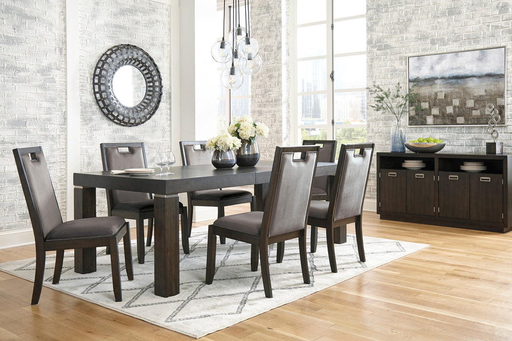 Hyndell Gray/Dark Brown Extendable Dining Set