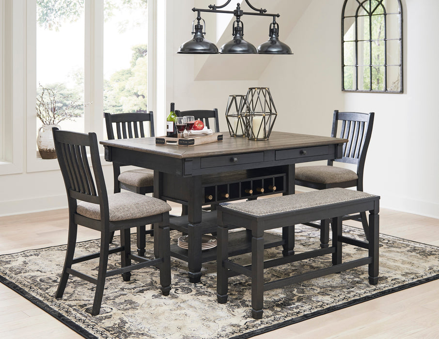 Tyler Creek Black-Gray Counter Height Set - Lara Furniture