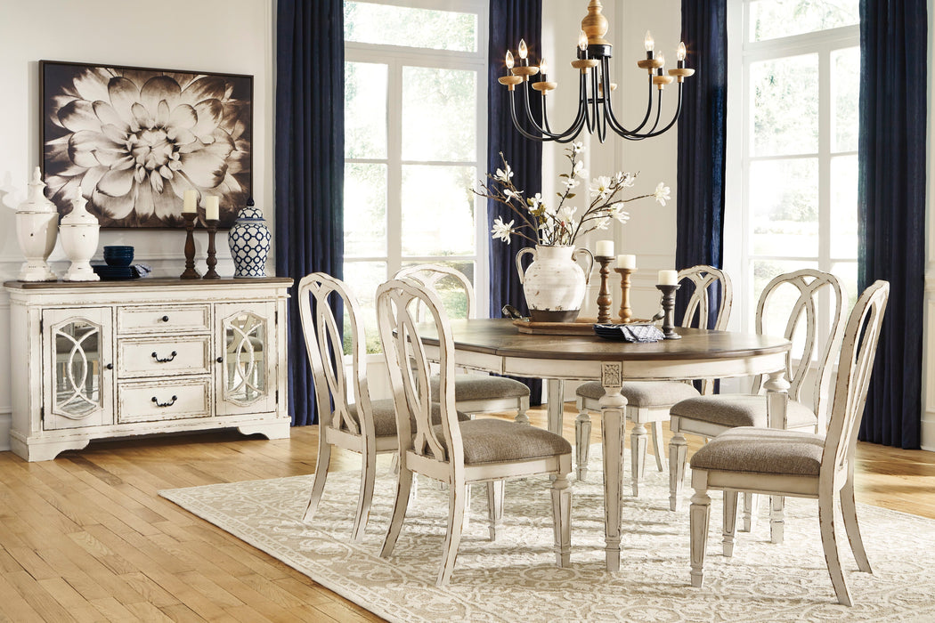 Realyn Chipped White Oval Dining Room Set - Lara Furniture