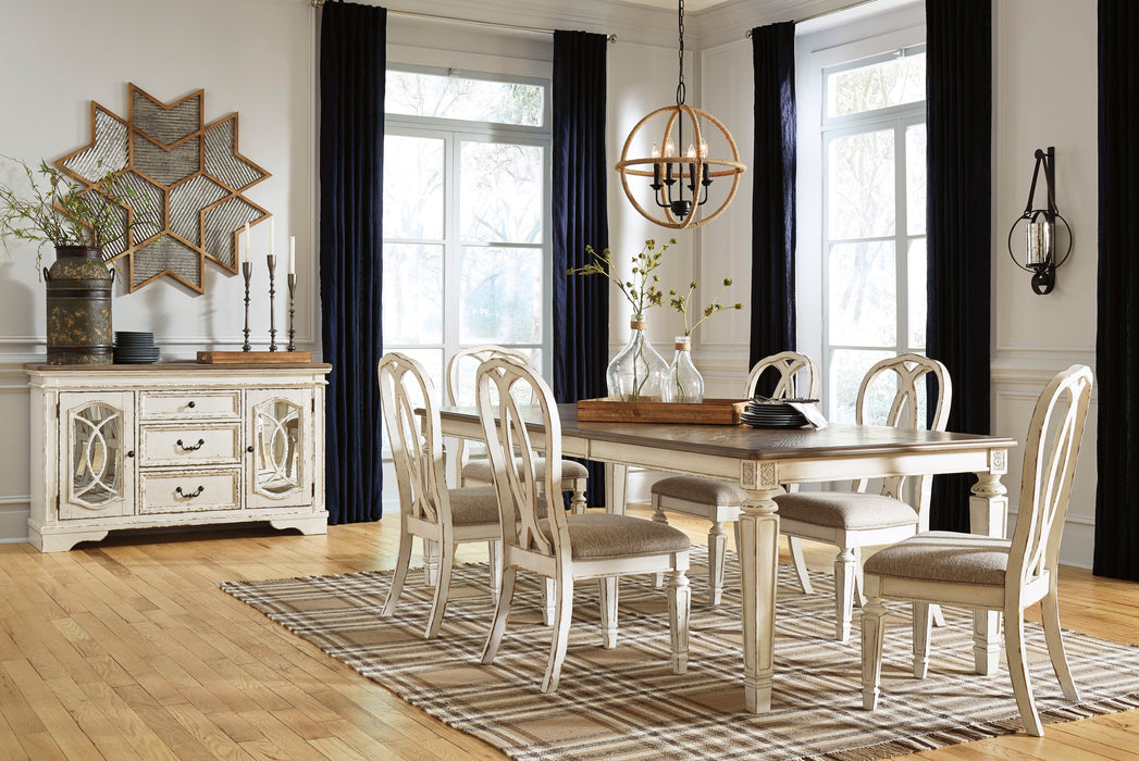 Realyn Chipped White Rectangular Dining Room Set - Lara Furniture