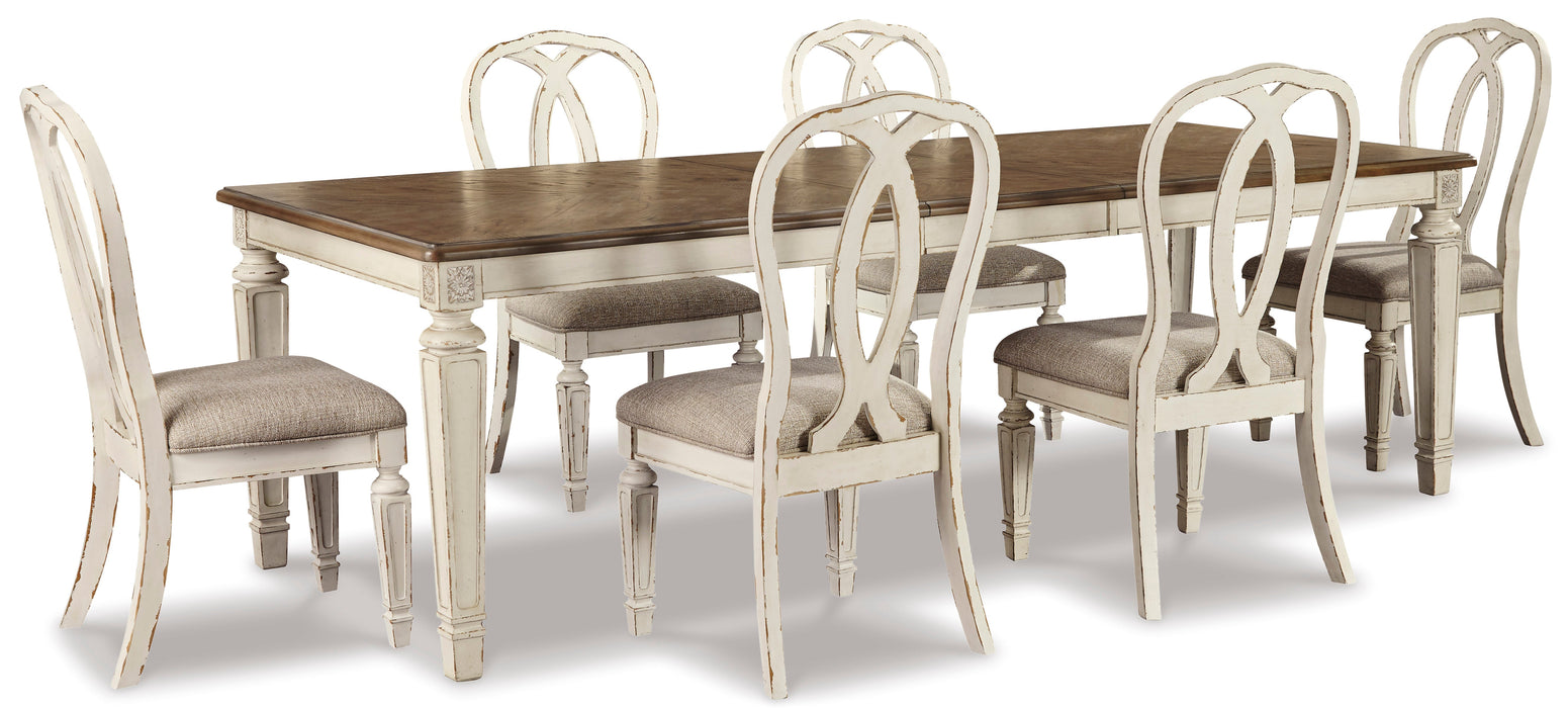 Realyn Chipped White Extendable Ribbon Dining Set