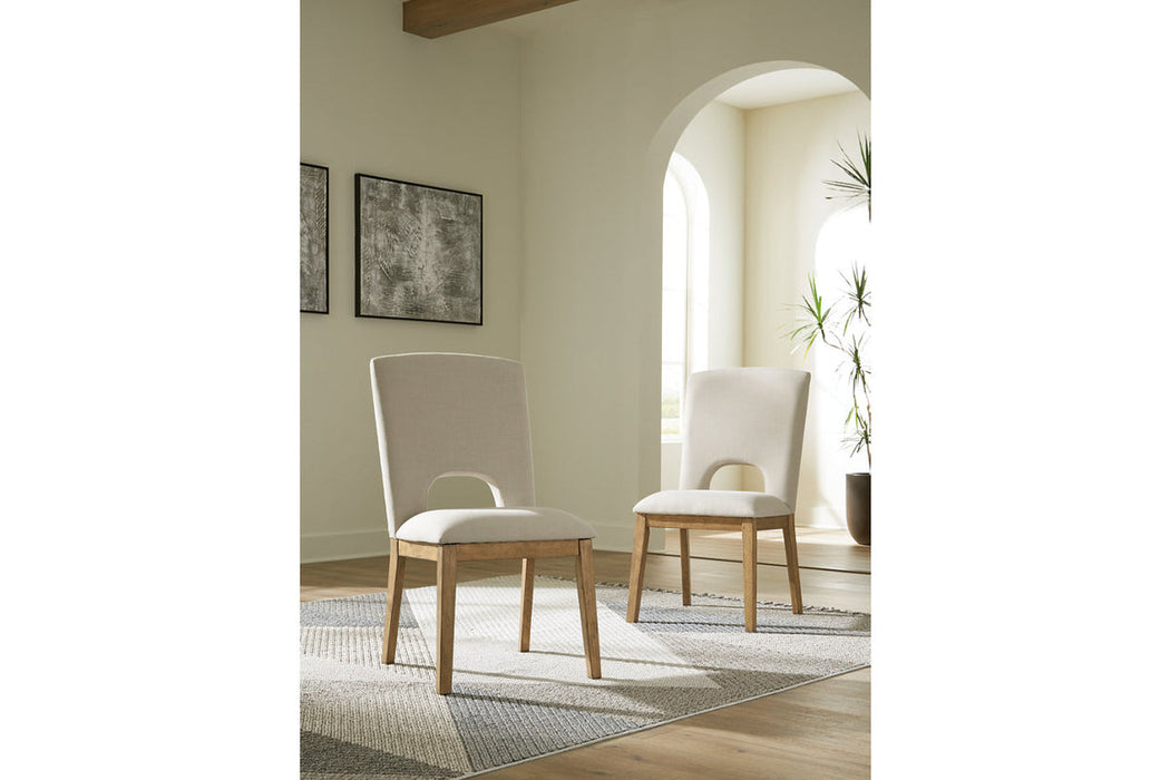 Dakmore Linen/Brown Round Dining Set