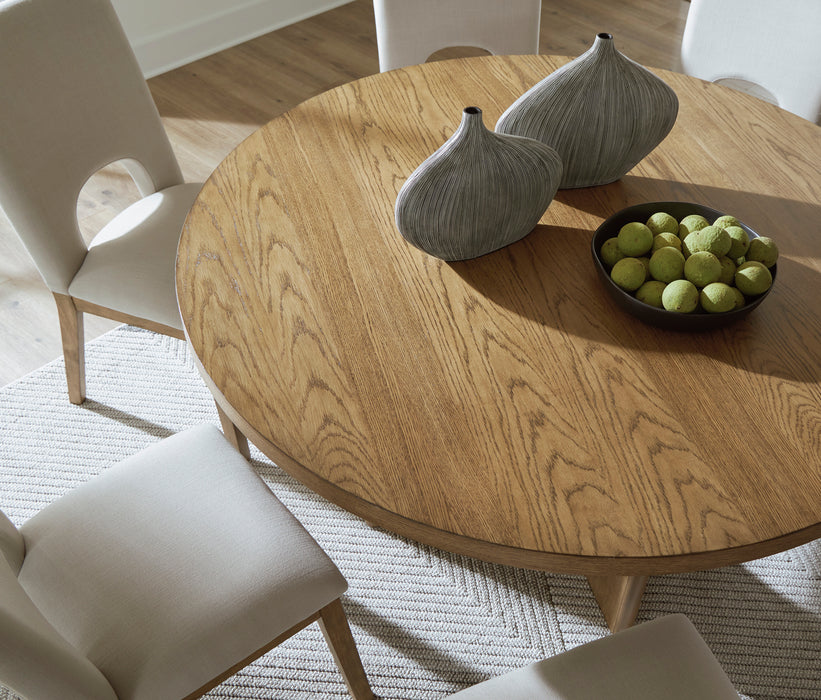 Dakmore Linen/Brown Round Dining Set