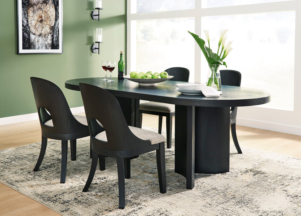 Rowanbeck Dining Table and 4 Chairs in Black